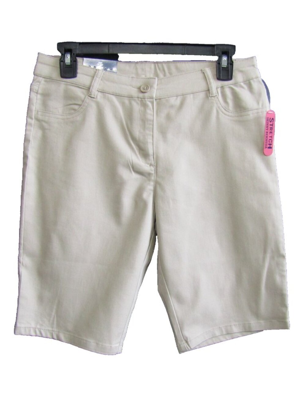 New IZOD Juniors Size 9 Khaki Stretch Skinny Bermuda Shorts Schoolwear Uniform